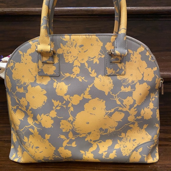 Tory Burch yellow and gray floral dome satchel - Picture 6 of 7